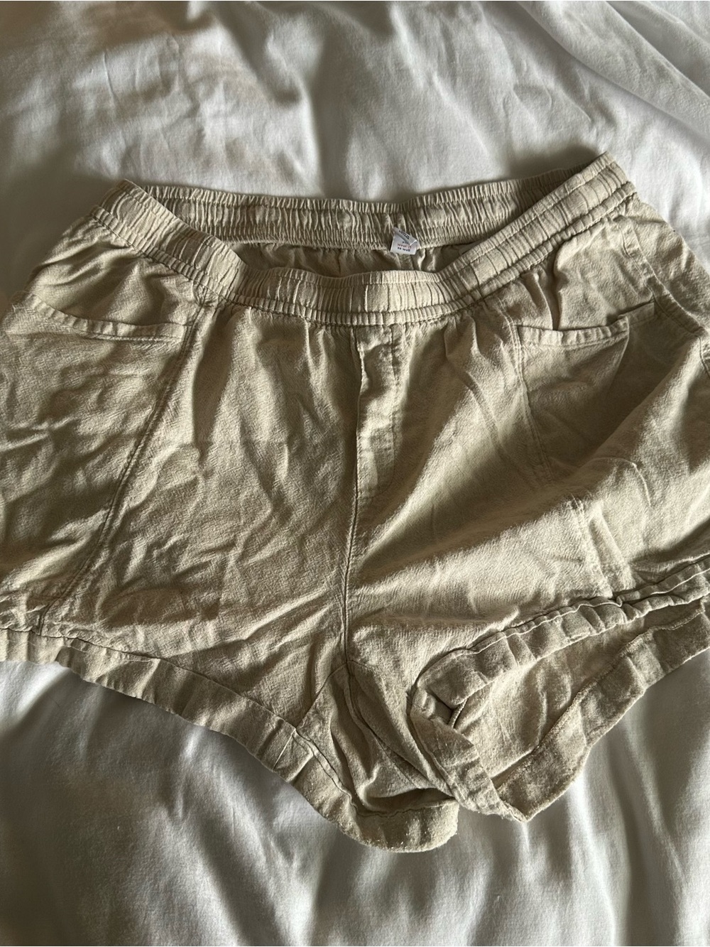 Tan Linen Blend Shorts